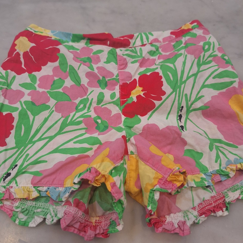 Lilly Pulitzer Shorts Kids XL 12-14 Pink Floral Ruffle Cotton Casual Bright Play